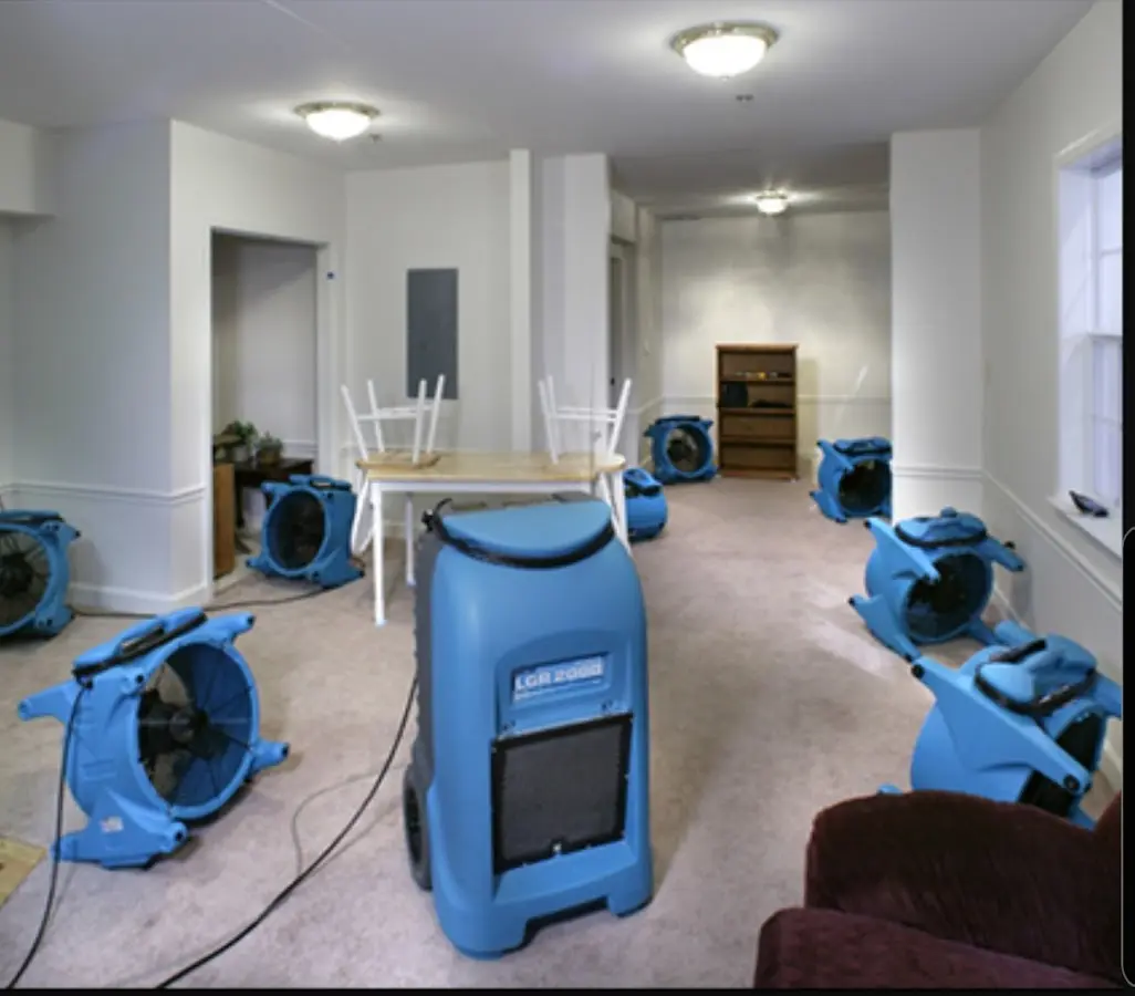 Air movers and dehumidifier setup for Water Extraction & Removal in Greenacres