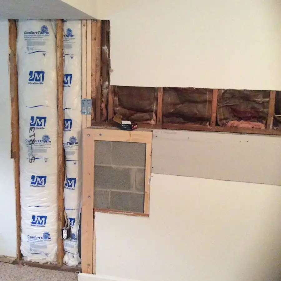 Wall insulation replacement during Basement Flood Cleanup in Greenacres